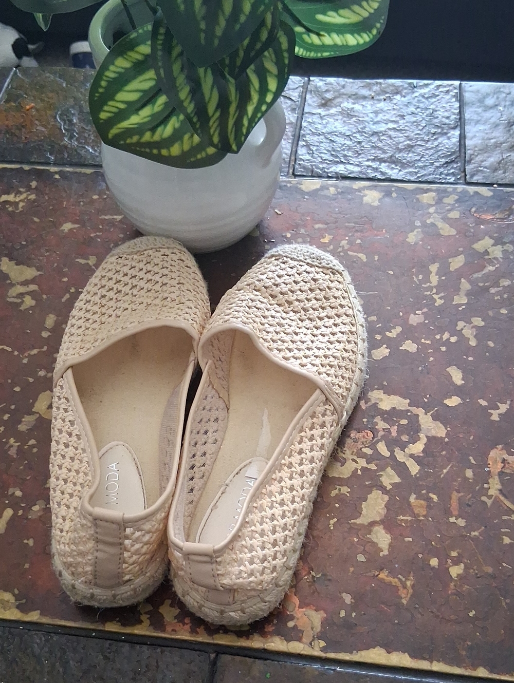 TOP Moda Crochet Espadrille Flats - Cream